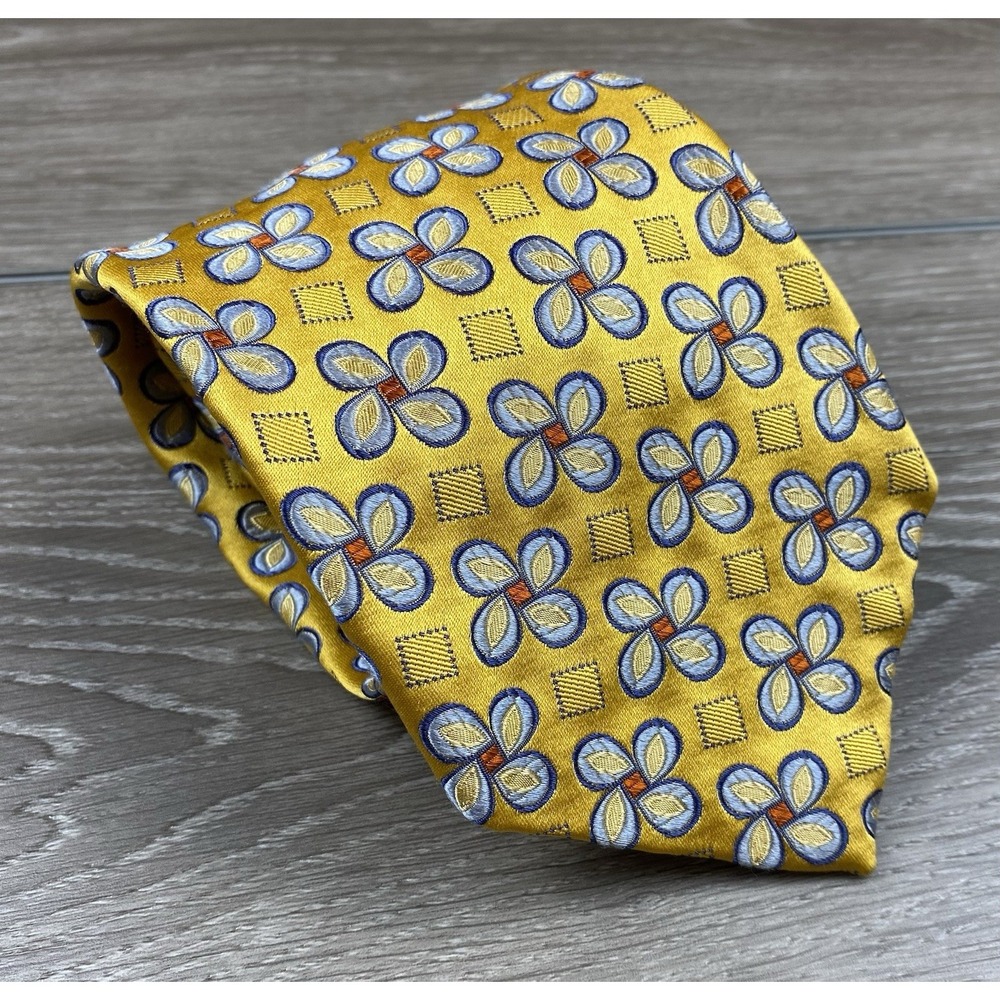 Robert Talbott Men's Silk Best Of Class Floral Pattern Necktie Gold 58" X 3.5"